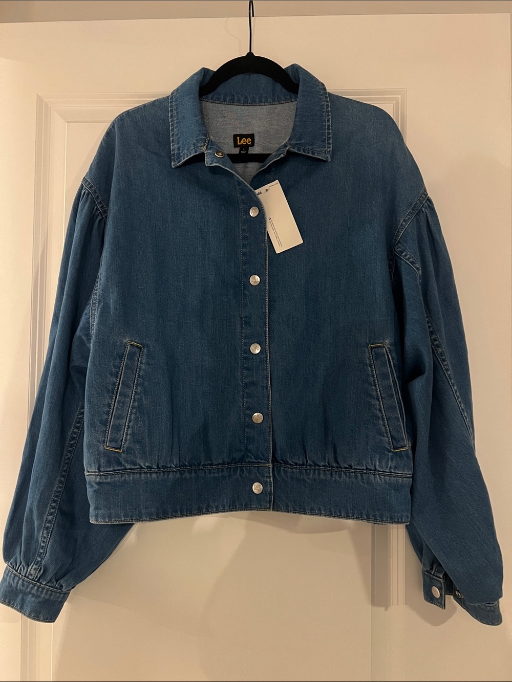 Lee Relaxed Fit Denim Bomber Jacket - Medium Blue